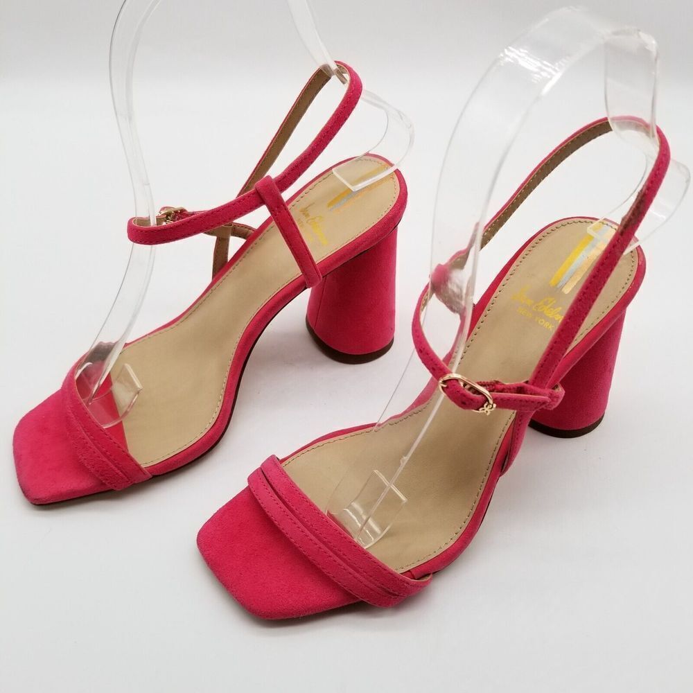 Sam Edelman Women  Kit Heel Strappy Sandals Size 6.5 Pink‎ Suede